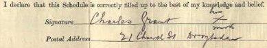 Signature on 1911 Census Return