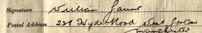 Signature on 1911 Census Return