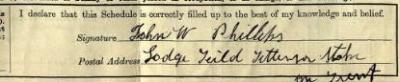 Signature on 1911 Census Return